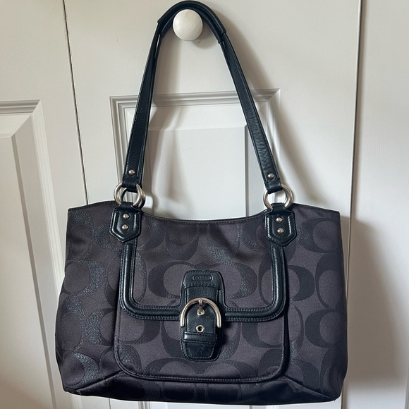 Large Coach Campbell Signature Metallic Purse - Picture 7 of 9